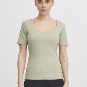 Camiseta de canalé fino verde claro