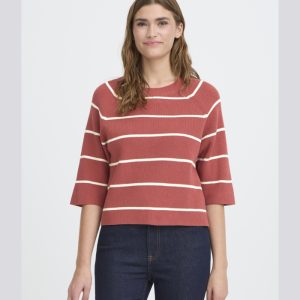 Jersey teja de rayas con manga corta