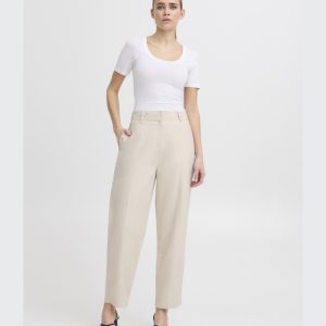 Pantalón beige mezcla de lino