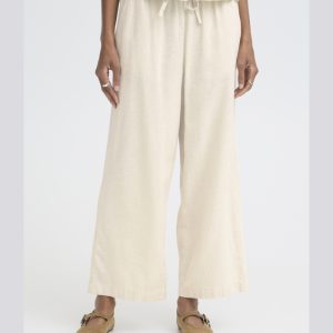 Pantalón crudo ancho de lino
