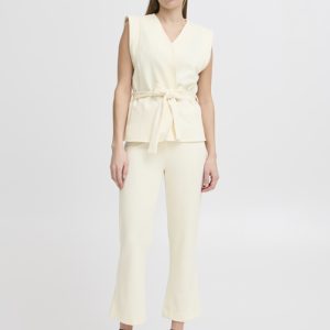 Pantalón crudo con tejido estampado