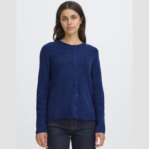 Chaqueta de punto fino azul