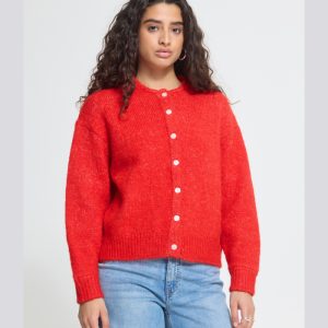 Chaqueta roja de punto