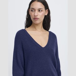 Jersey de cuello pico azul marino
