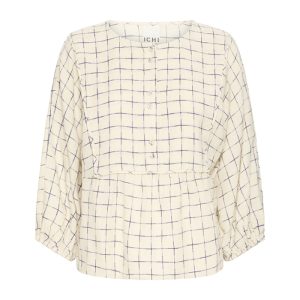 Blusa blanca con cuadros