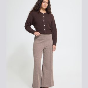 Pantalón rayas acanaladas marrón y beige