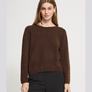 Jersey de cuello redondo marrón