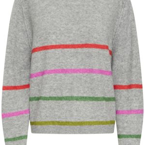 Jersey gris con rayas de cuello redondo