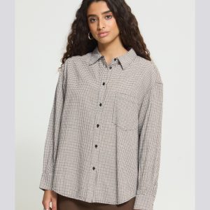 Camisa larga de finos cuadros