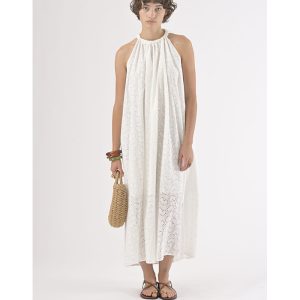 Vestido largo blanco calado