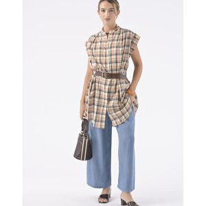 Camisa larga de cuadros sin mangas