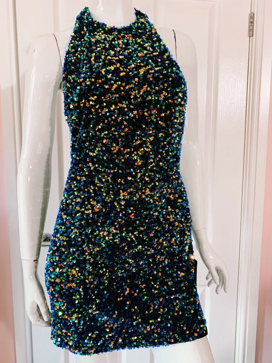 AZZARO Couture Sequin Flattering Party Dress