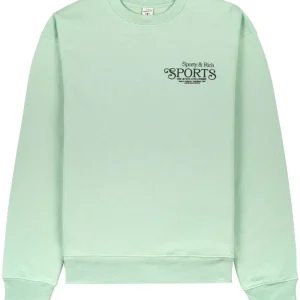 SPORTY & RICH Mens Mint Green Crew Neck Logo Sweatshirt