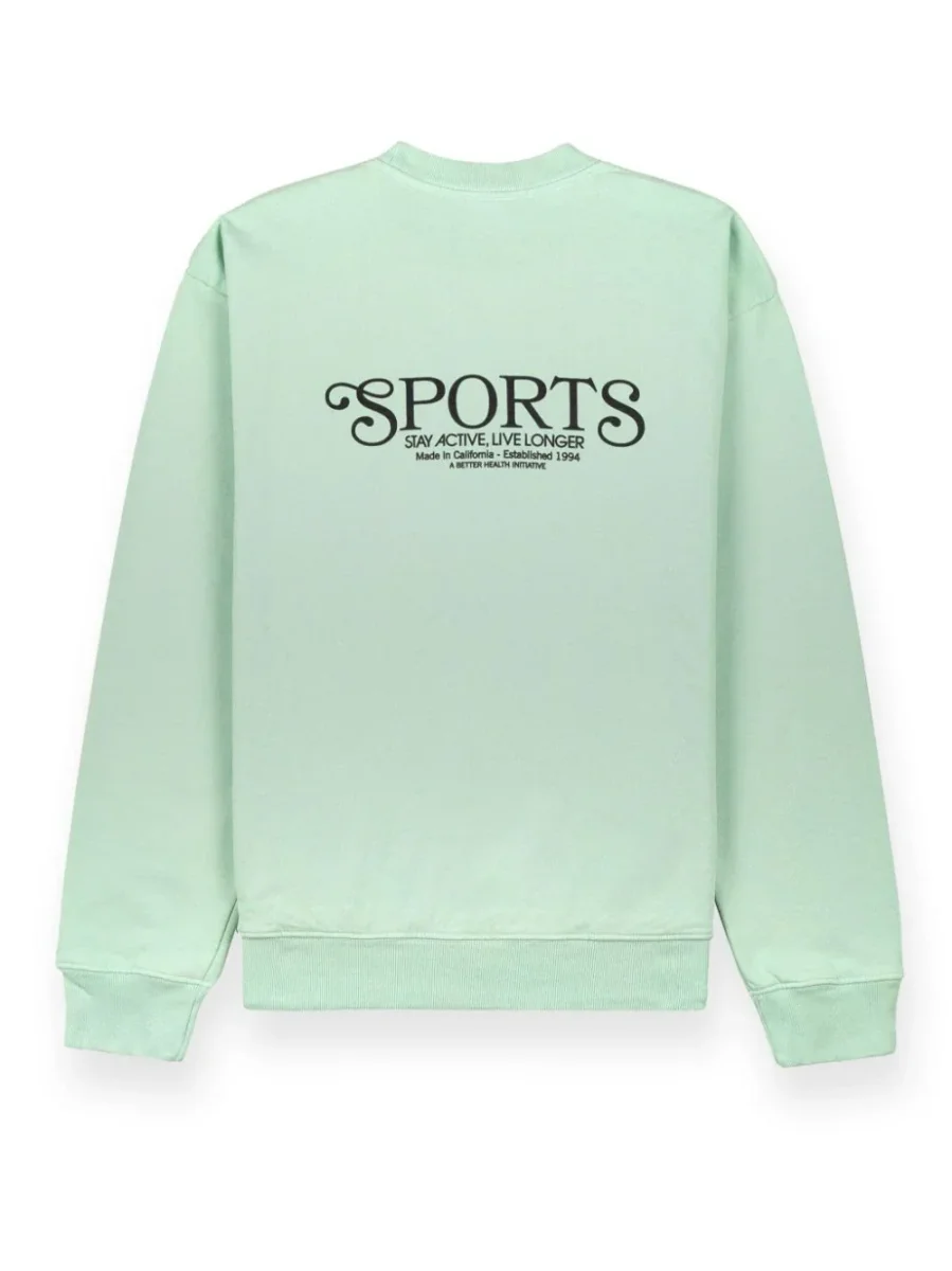 SPORTY & RICH Mens Mint Green Crew Neck Logo Sweatshirt - Imagen 4