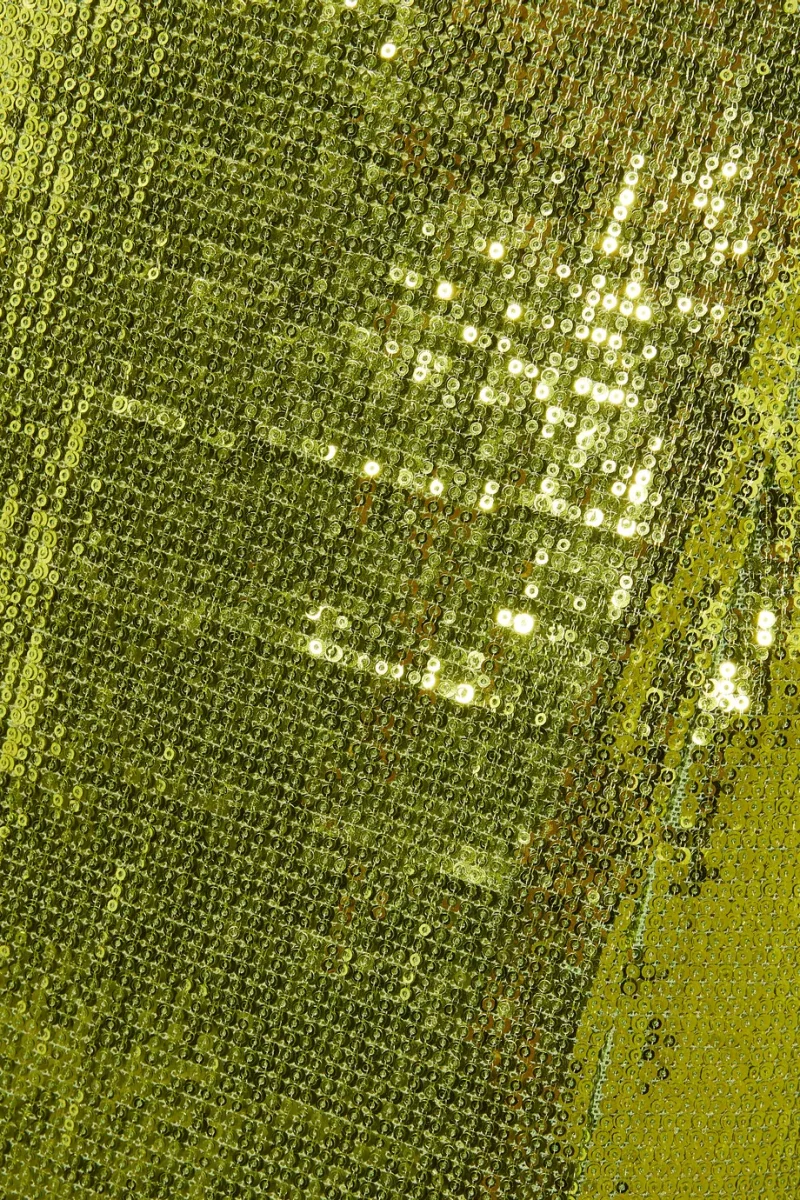 GALVAN Green Sequinned Sparkly High Shine Reflection Long Dress - Imagen 6