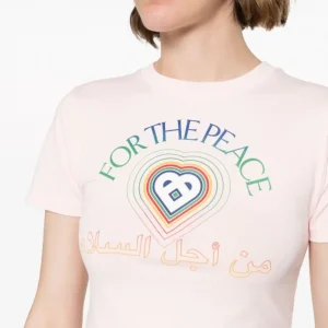 CASABLANCA Pink For The Peace Arabic Cropped Cotton T-shirt