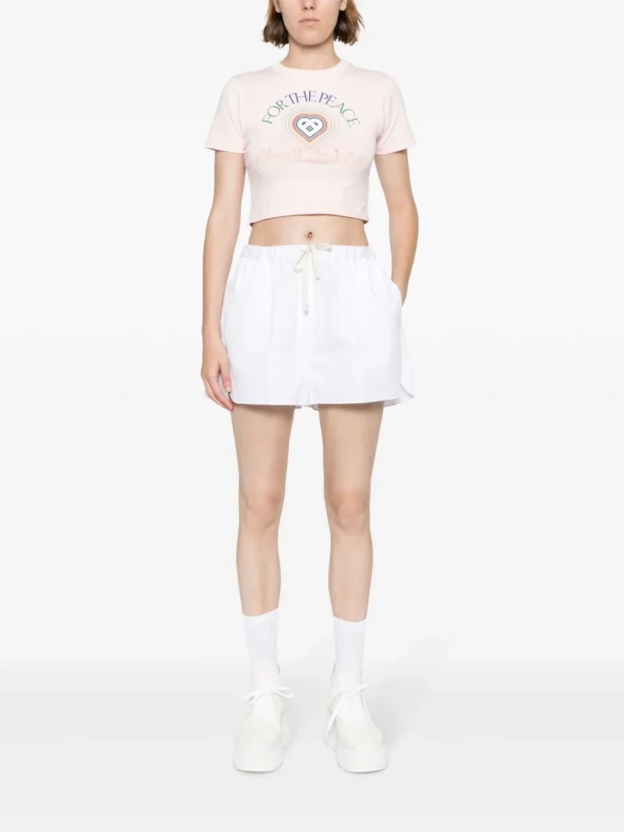 CASABLANCA Pink For The Peace Arabic Cropped Cotton T-shirt - Imagen 5
