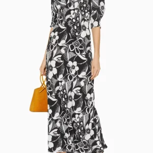 Rixo London Zadie Floral Monochrome Swirl Dress