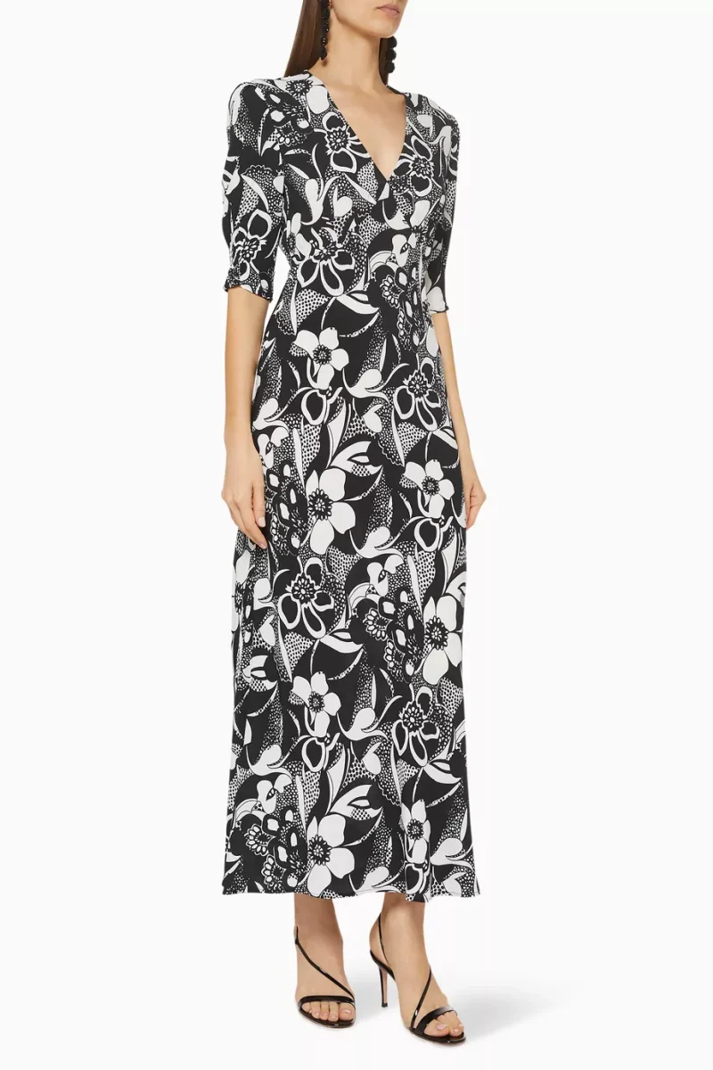 Rixo London Zadie Floral Monochrome Swirl Dress - Imagen 3