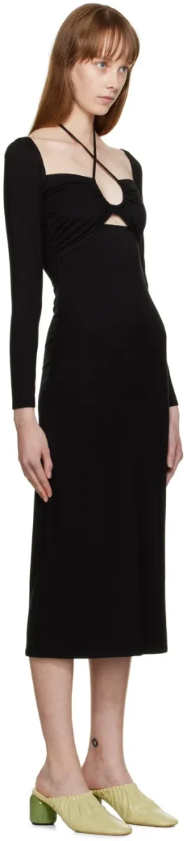 Reformation Alexei Cut Out Midi Dress in Black - Imagen 6