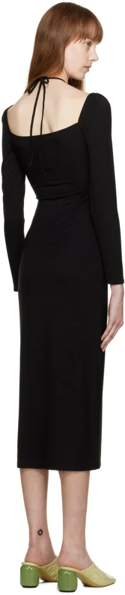 Reformation Alexei Cut Out Midi Dress in Black - Imagen 5