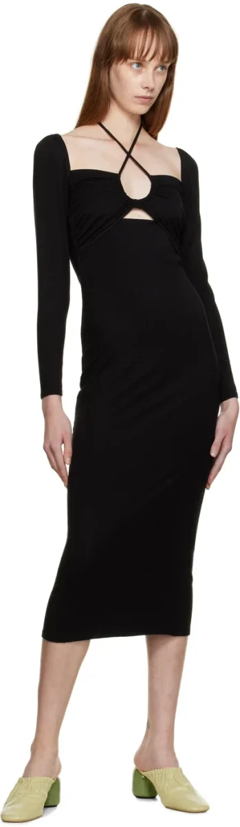 Reformation Alexei Cut Out Midi Dress in Black - Imagen 4
