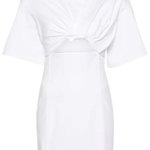 JACQUEMUS White La Robe Twist Front Cut-Out Bahia Mini Dress