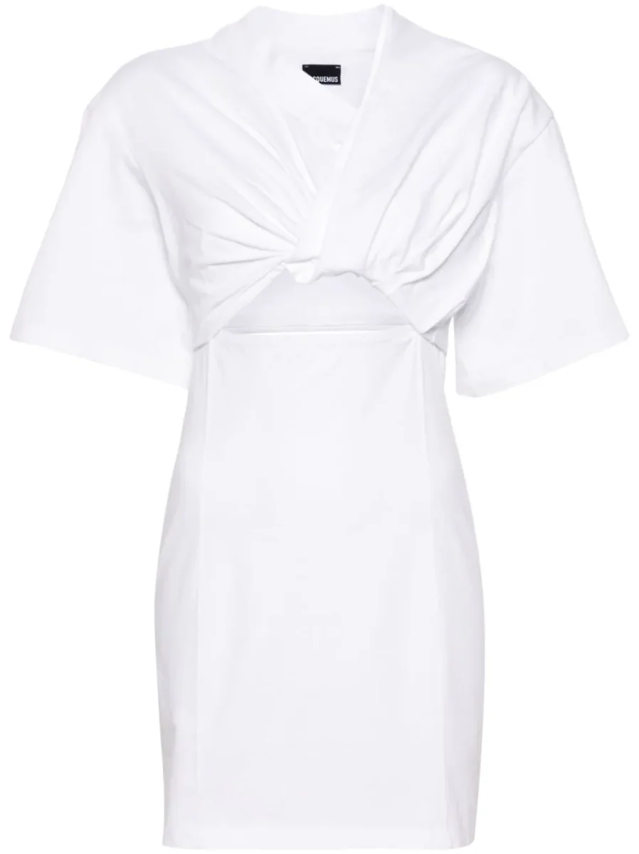 JACQUEMUS White La Robe Twist Front Cut-Out Bahia Mini Dress - Imagen 2