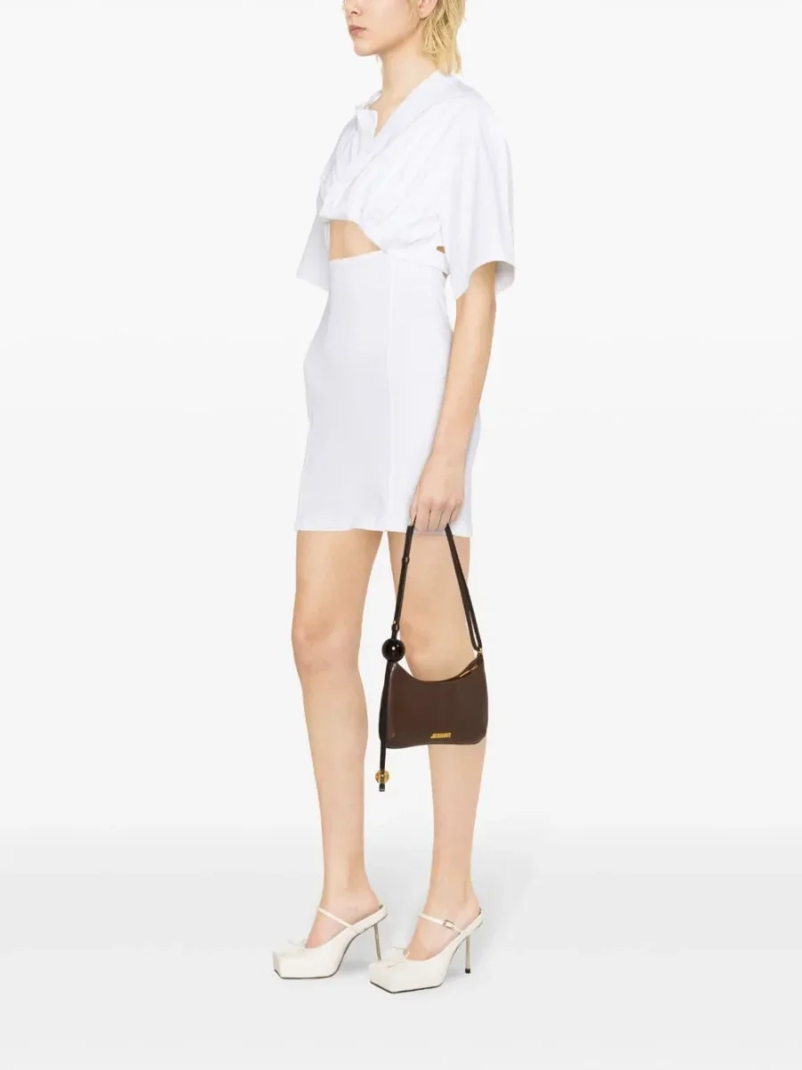 JACQUEMUS White La Robe Twist Front Cut-Out Bahia Mini Dress - Imagen 4
