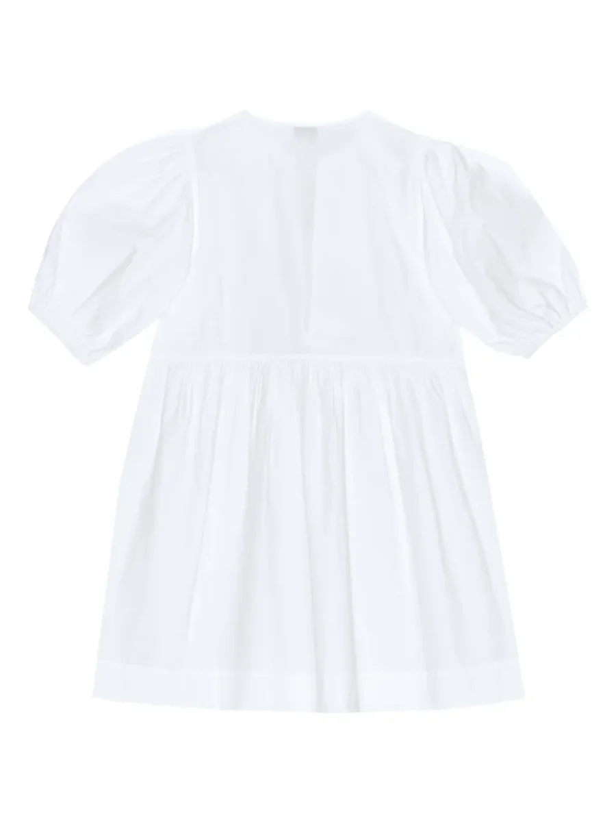 Ganni White Poplin Tie-Front Mini Dress - Imagen 4