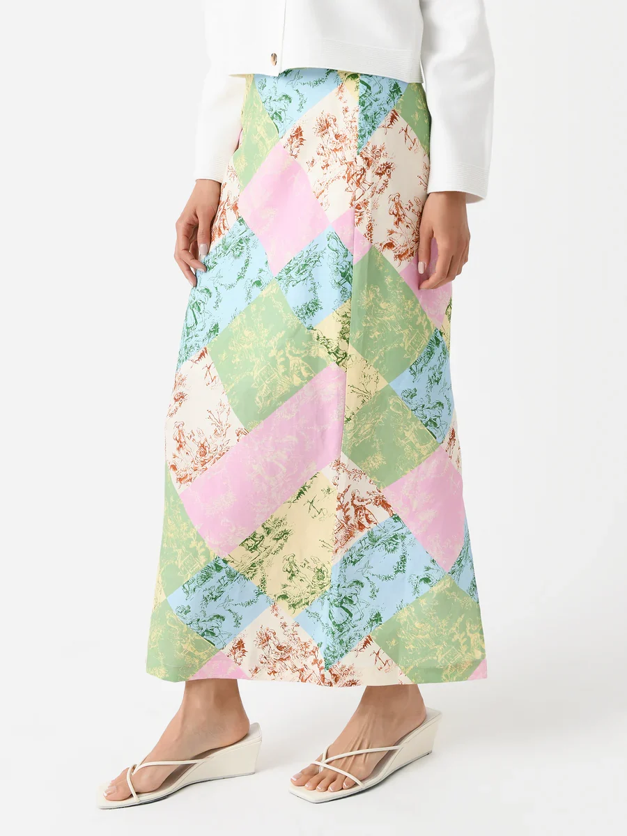 Kitri Floral Colorful Patchwork 90s Style Skirt - Imagen 8