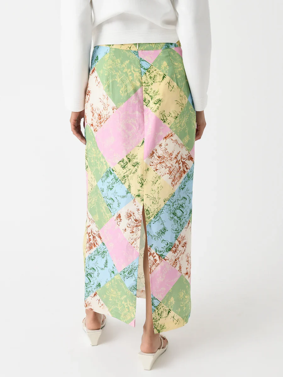 Kitri Floral Colorful Patchwork 90s Style Skirt - Imagen 6
