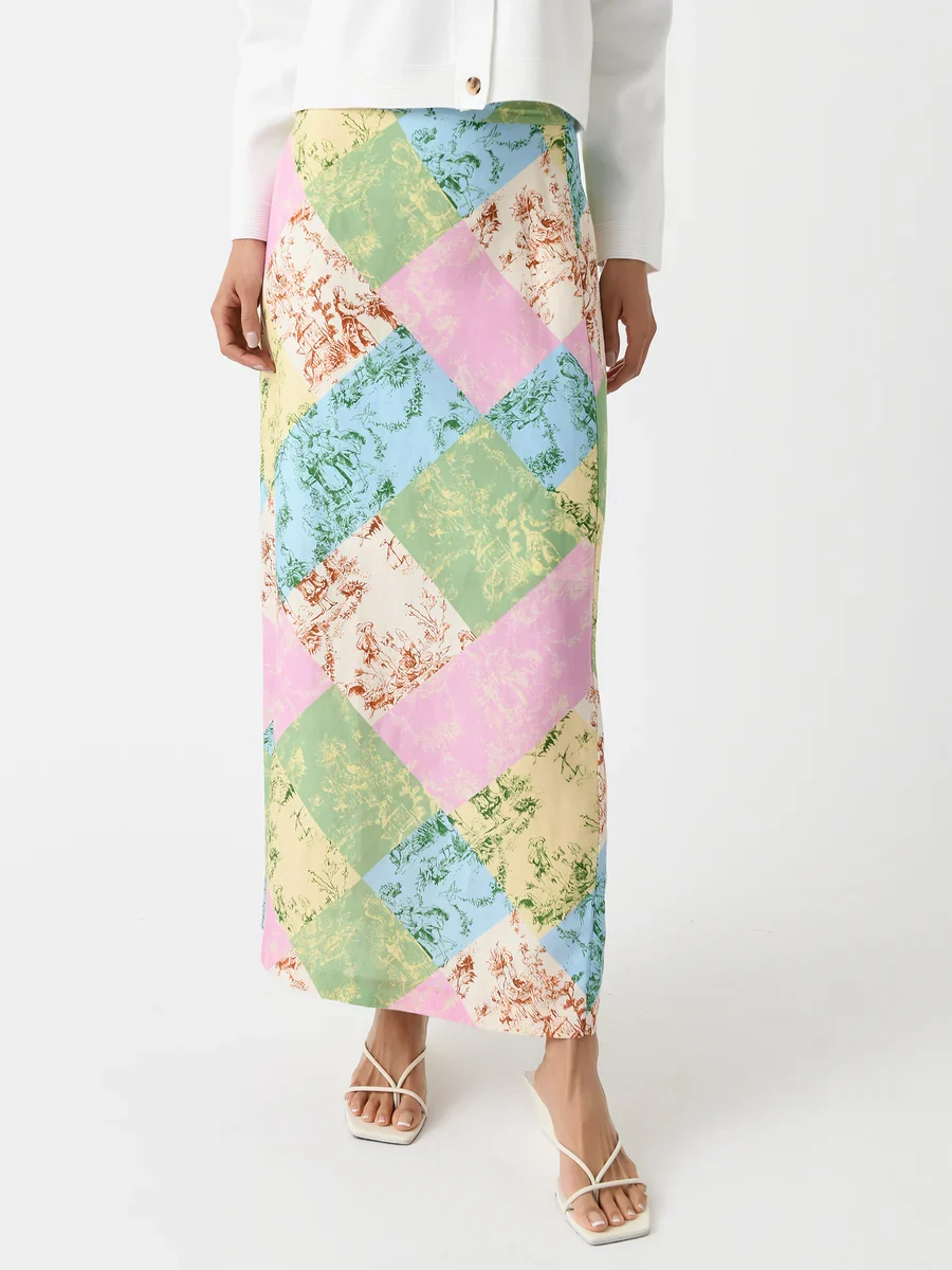 Kitri Floral Colorful Patchwork 90s Style Skirt - Imagen 5