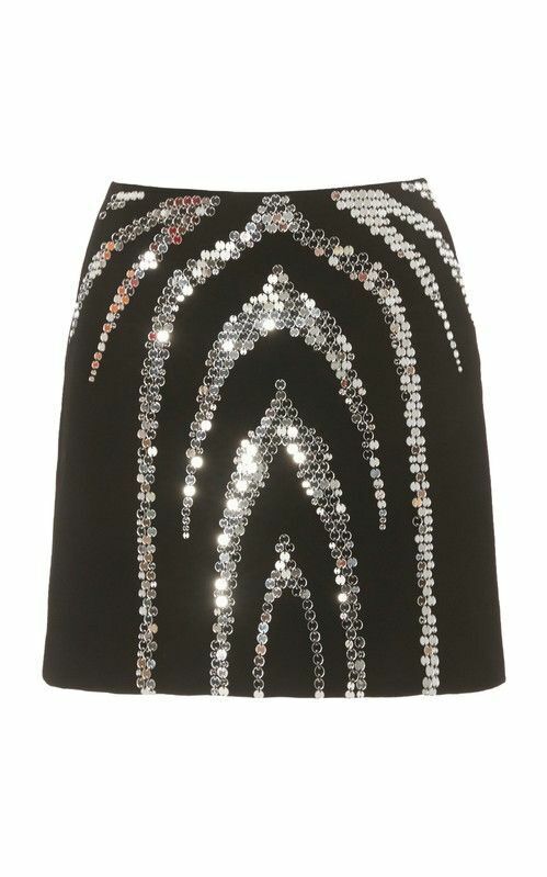 DAVID KOMA Perspex Sequin Zebra Motif Mini Black Skirt - Imagen 3