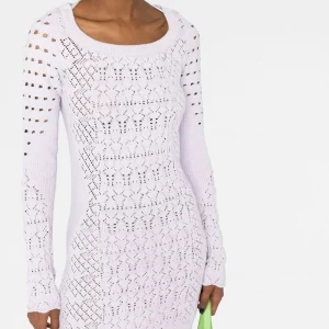 THE ATTICO Taylor Open-Knit Long-Sleeve Mini Dress
