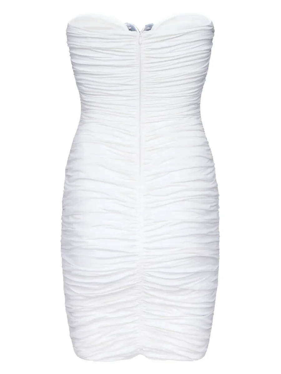 Area NYC White Heart Ring Ruched Mini Dress - Imagen 6