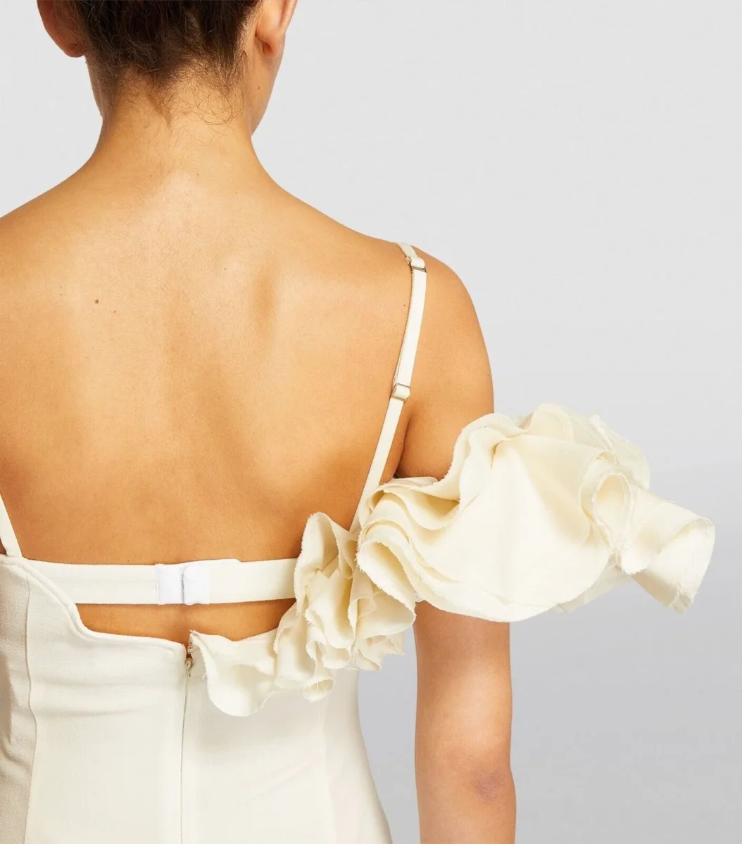 JACQUEMUS La Duna Ruffled Trim Mini White Dress - Imagen 5