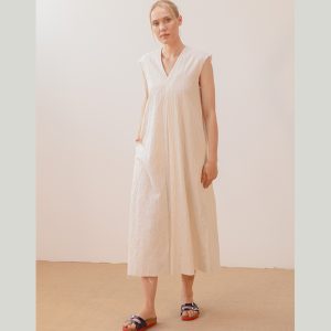 Vestido midi blanco texturas