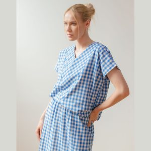 Blusa de cuadros vichy con frunces