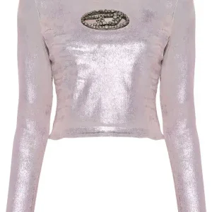 Diesel De-Top1-Fsd Crystal Embellished Logo Plaque Top
