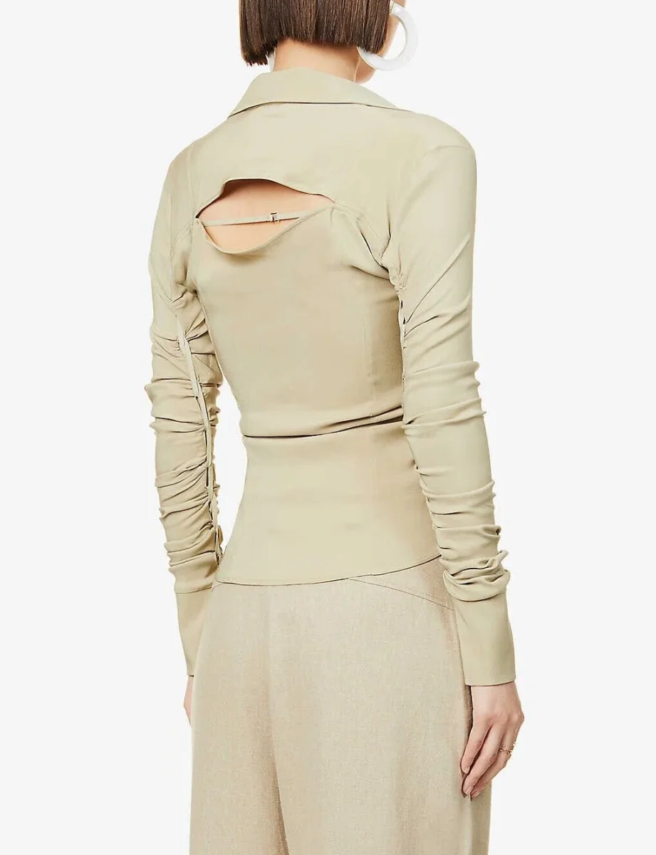Jacquemus La Chemise Soffio Cut-Out Stretch-Woven Shirt - Imagen 4
