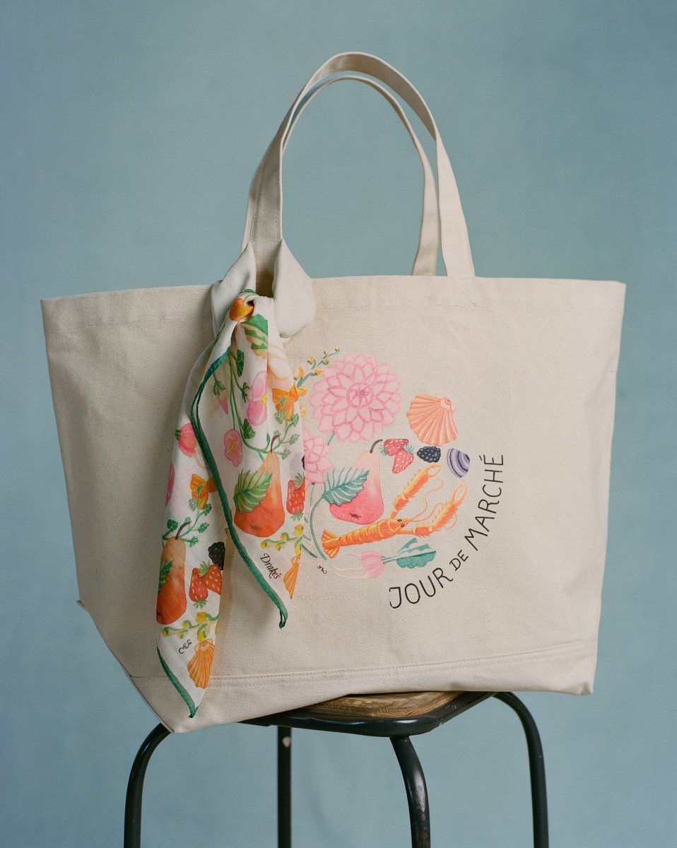 Drake's Ecru Extra Large Tote Bag Andreotti & Baribeaud Jour De Marche - Imagen 3