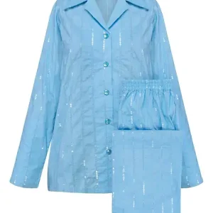 Sleeper Milky Way Blue Sequined Cotton Pyjama Set