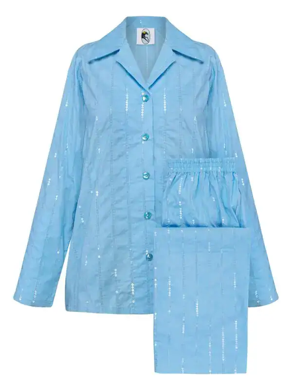 Sleeper Milky Way Blue Sequined Cotton Pyjama Set
