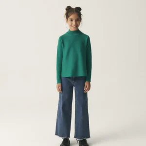 Jersey de niña de punto evasé verde