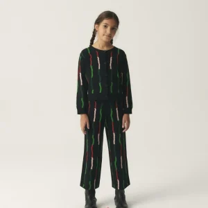 Pantalón unisex de punto con estampado de rayas negro