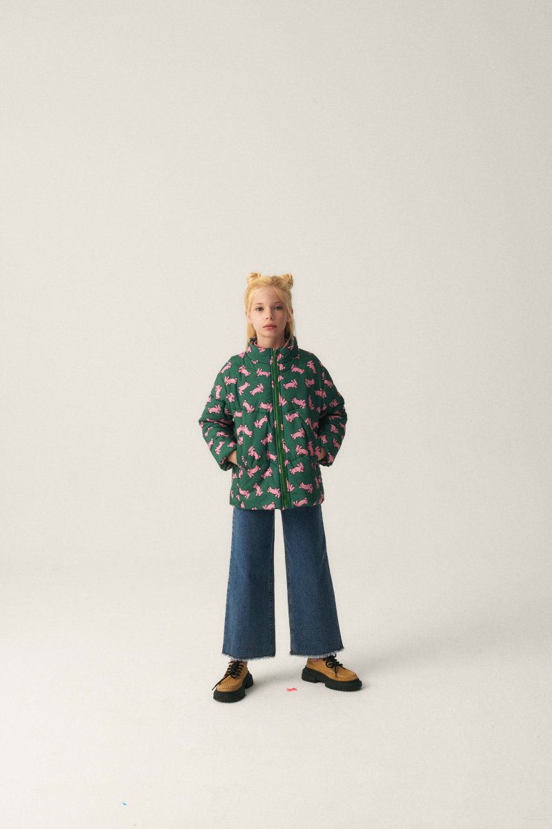 Abrigo unisex plumífero corto con estampado de conejos - Imagen 2
