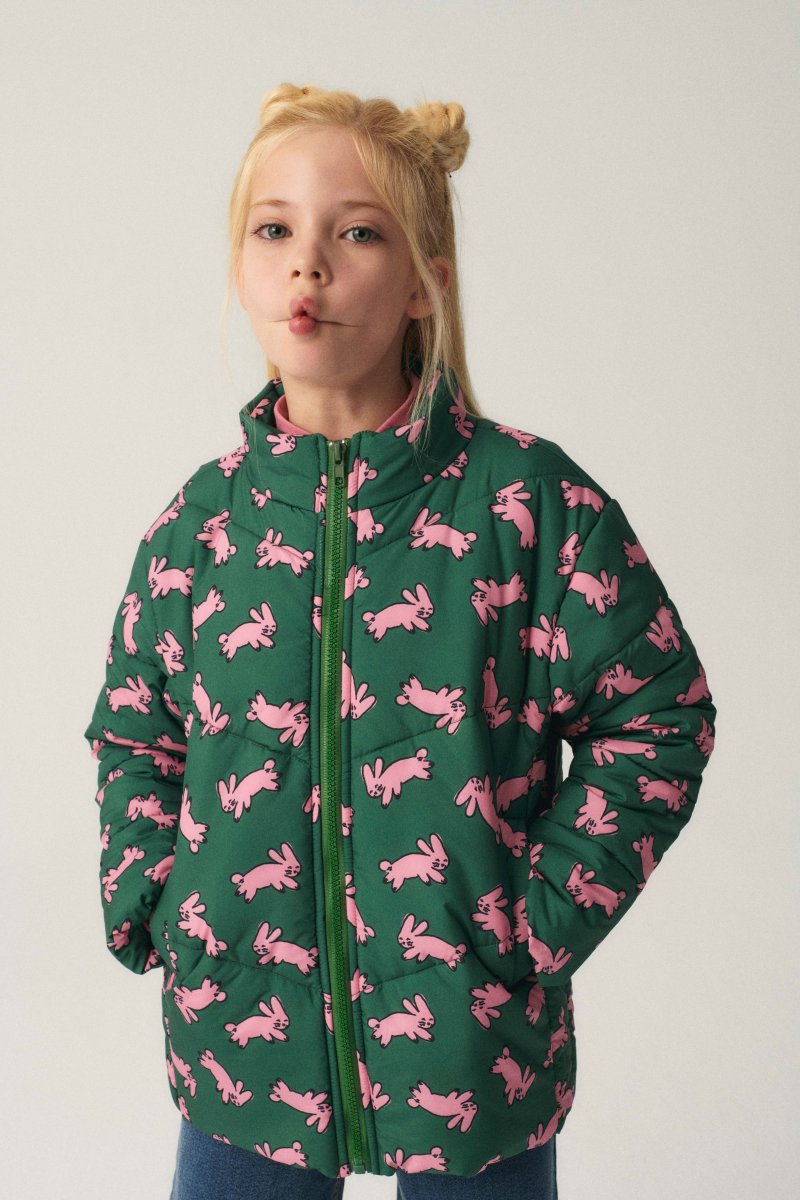 Abrigo unisex plumífero corto con estampado de conejos - Imagen 4