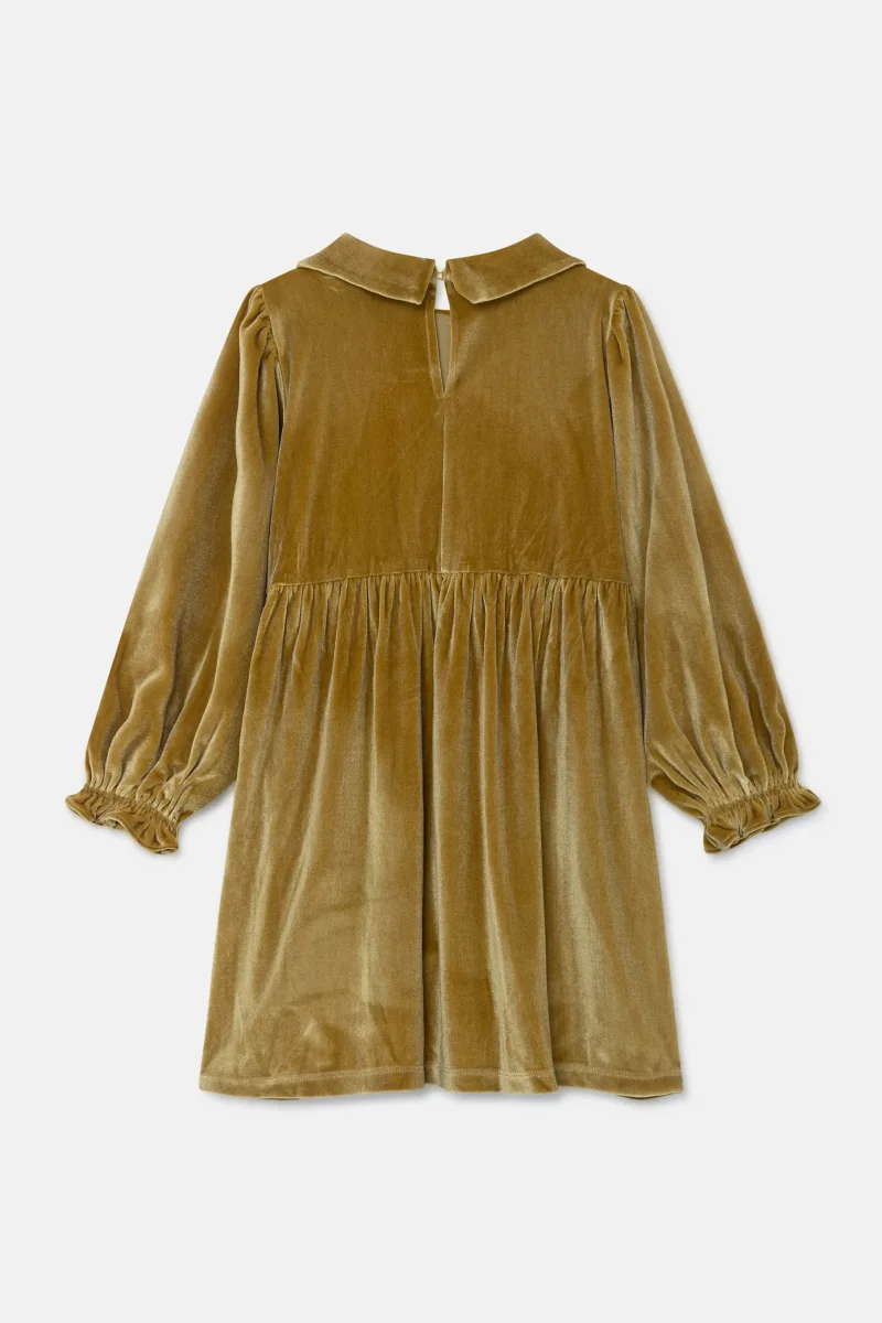 Vestido corto de niña en terciopelo amarillo - Imagen 6