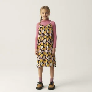 Vestido midi de niña con estampado de peras